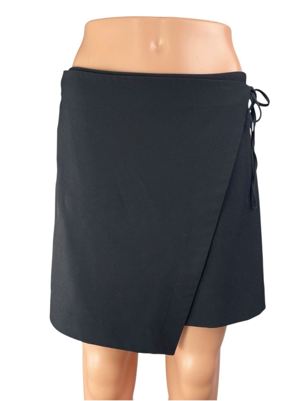 & Other Stories Women's Black Mid Rise Wrap Tie Mini Straight A-Line Skirt Sz 6